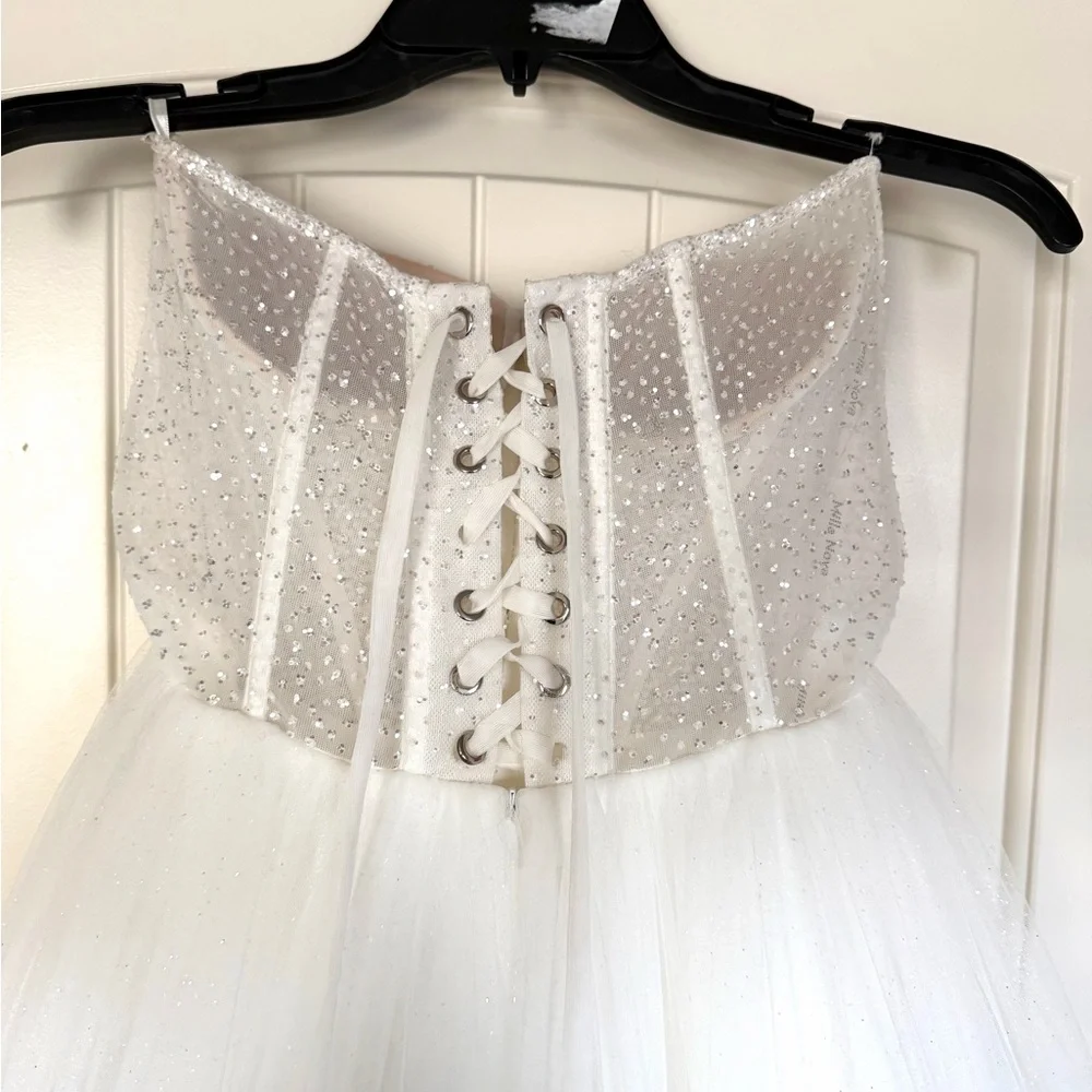 🌺SPARKLES MillaNova White Strapless Sweetheart Wedding Gown - Perfect 2nd Dress - Picture 9 of 10